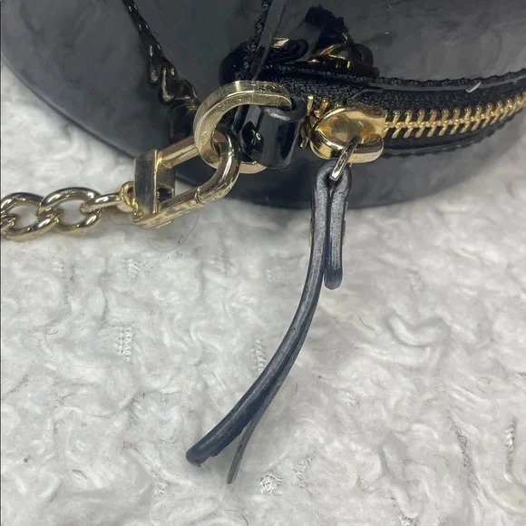 Kate Spade Fancy Footwork Vinyl Record Patent Leather Crossbody Shoulder Bag Blk
